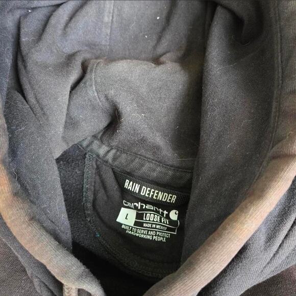 Vtg Y2k CARHARTT Box Logo Patch Earthtone Sunfaded Workwear Hooded Sweatshirt Lg - Picture 4 of 7